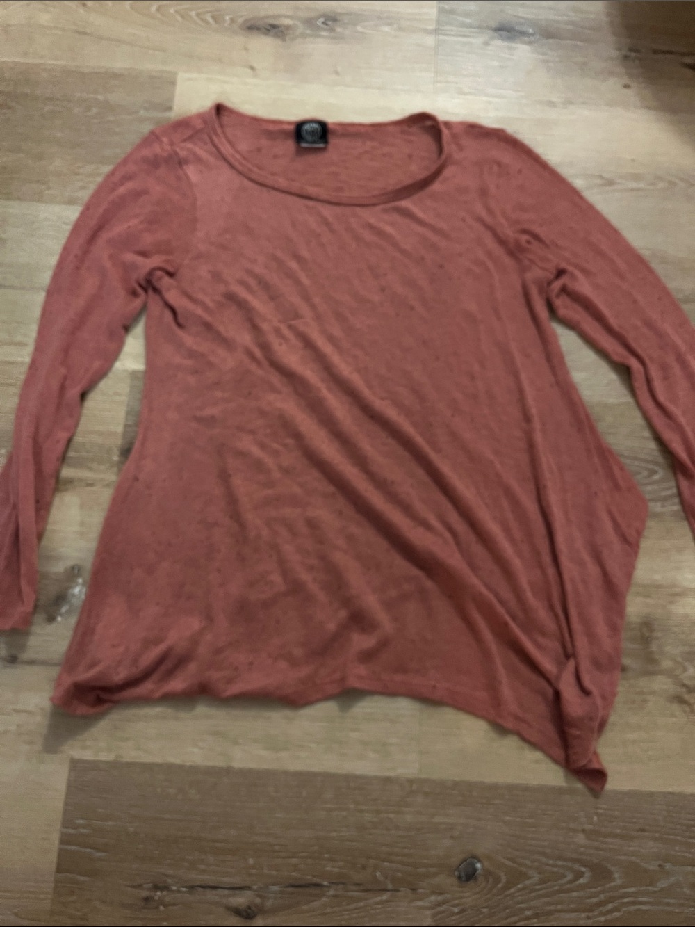 bobeau Scoop Neck Long Sleeve Top in Rust